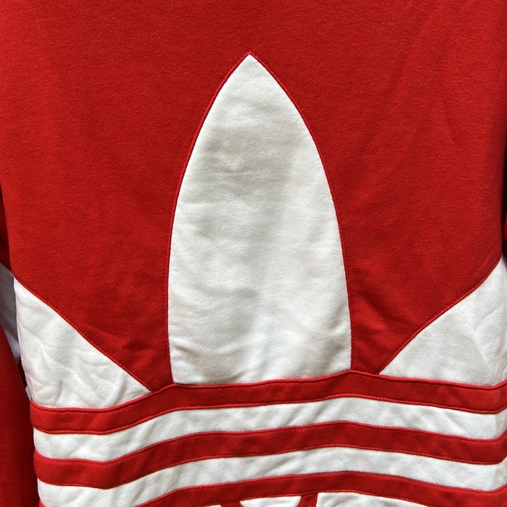 Adidas Red and White Logo Crewneck Sweatshirt Youth Sz Large - Picture 4 of 11